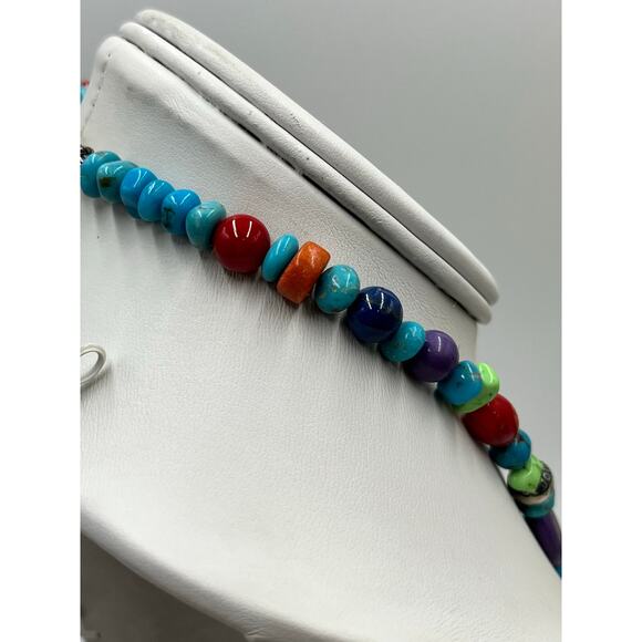 American West Jewelry by Carolyn Pollack Multi Gemstone Beaded Sterling Necklace - Picture 8 of 15